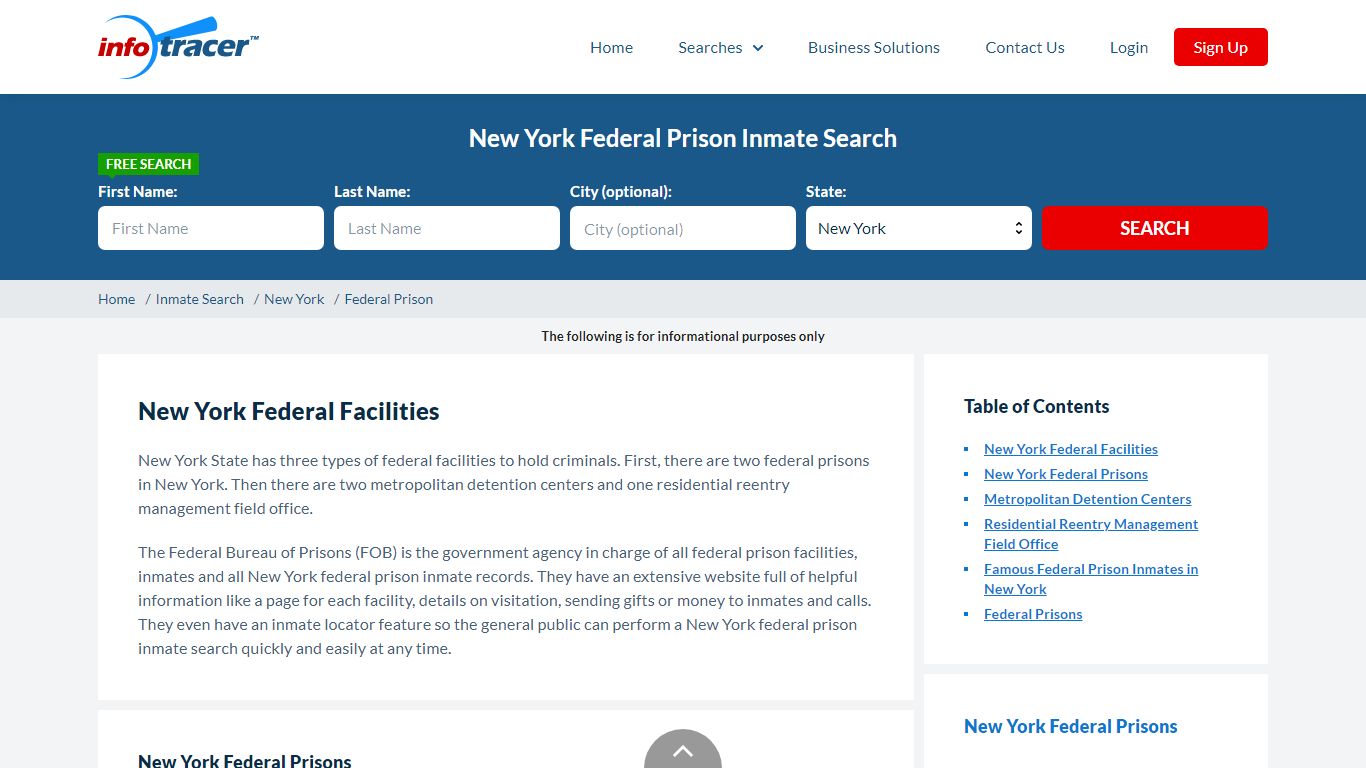 New York Federal Prisons Inmate Records Search - InfoTracer